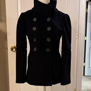 LOFT Doulbe-Breasted Black Coat, Size 2P